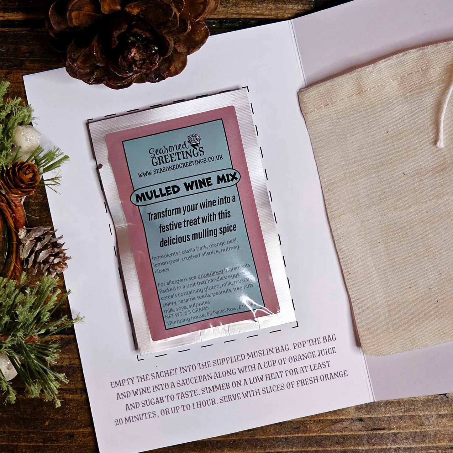 Mulled Wine Christmas Card with mulling spices